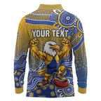 Personalized West Coast Eagles Football Mascot Long Sleeve Polo Shirt Aboriginal Dot Art Style Vibrant Indigenous Pattern Design