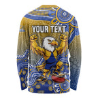 Personalized West Coast Eagles Football Mascot Long Sleeve Shirt Aboriginal Dot Art Style Vibrant Indigenous Pattern Design