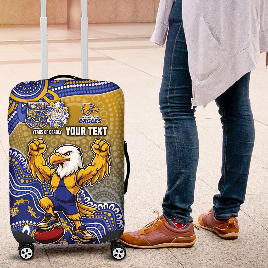 Personalized West Coast Eagles Football Mascot Luggage Cover Aboriginal Dot Art Style Vibrant Indigenous Pattern Design