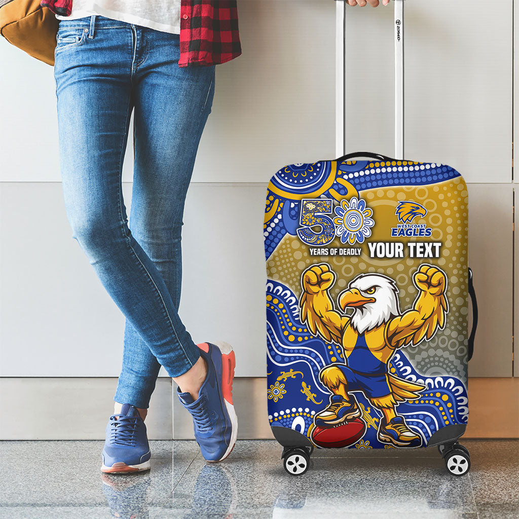 Personalized West Coast Eagles Football Mascot Luggage Cover Aboriginal Dot Art Style Vibrant Indigenous Pattern Design