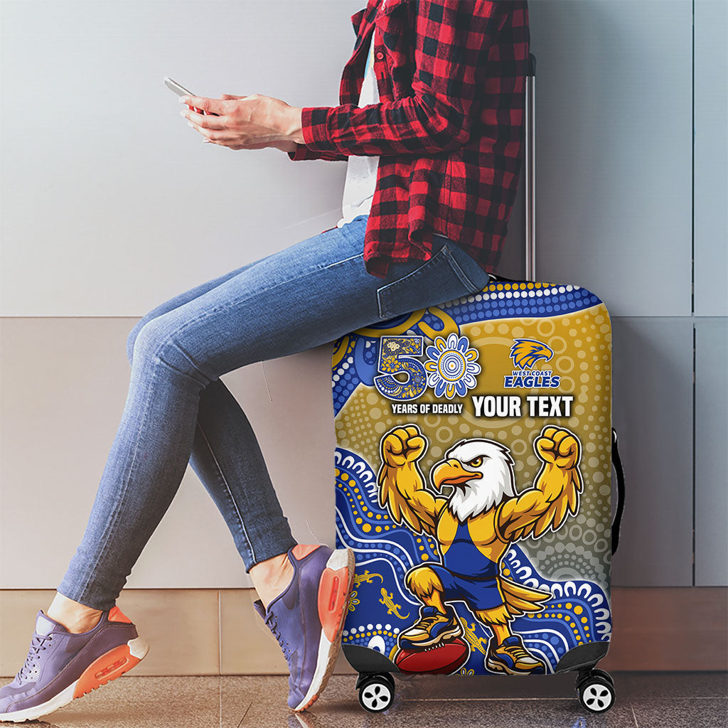 Personalized West Coast Eagles Football Mascot Luggage Cover Aboriginal Dot Art Style Vibrant Indigenous Pattern Design
