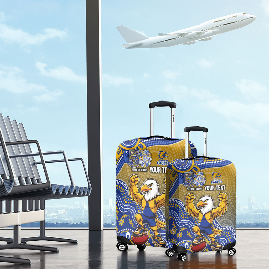 Personalized West Coast Eagles Football Mascot Luggage Cover Aboriginal Dot Art Style Vibrant Indigenous Pattern Design