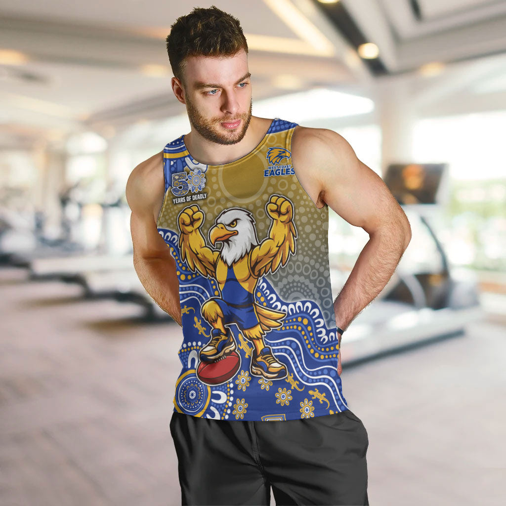 Personalized West Coast Eagles Football Mascot Men Tank Top Aboriginal Dot Art Style Vibrant Indigenous Pattern Design