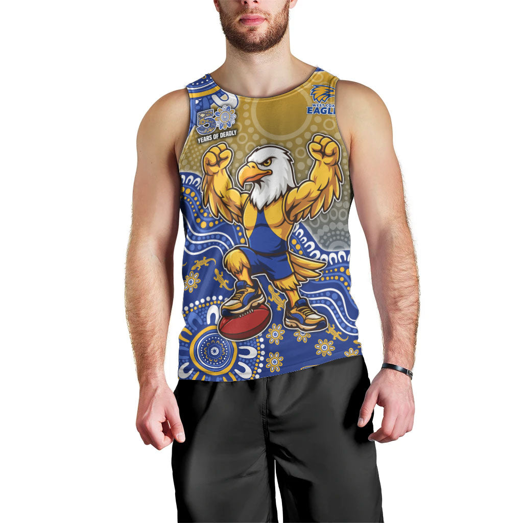 Personalized West Coast Eagles Football Mascot Men Tank Top Aboriginal Dot Art Style Vibrant Indigenous Pattern Design
