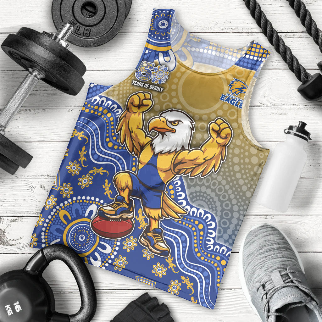 Personalized West Coast Eagles Football Mascot Men Tank Top Aboriginal Dot Art Style Vibrant Indigenous Pattern Design