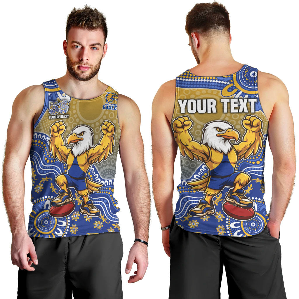 Personalized West Coast Eagles Football Mascot Men Tank Top Aboriginal Dot Art Style Vibrant Indigenous Pattern Design