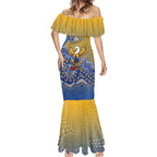 Personalized West Coast Eagles Football Mascot Mermaid Dress Aboriginal Dot Art Style Vibrant Indigenous Pattern Design