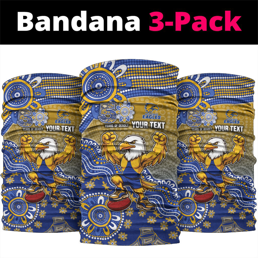 Personalized West Coast Eagles Football Mascot Neck Gaiter Aboriginal Dot Art Style Vibrant Indigenous Pattern Design