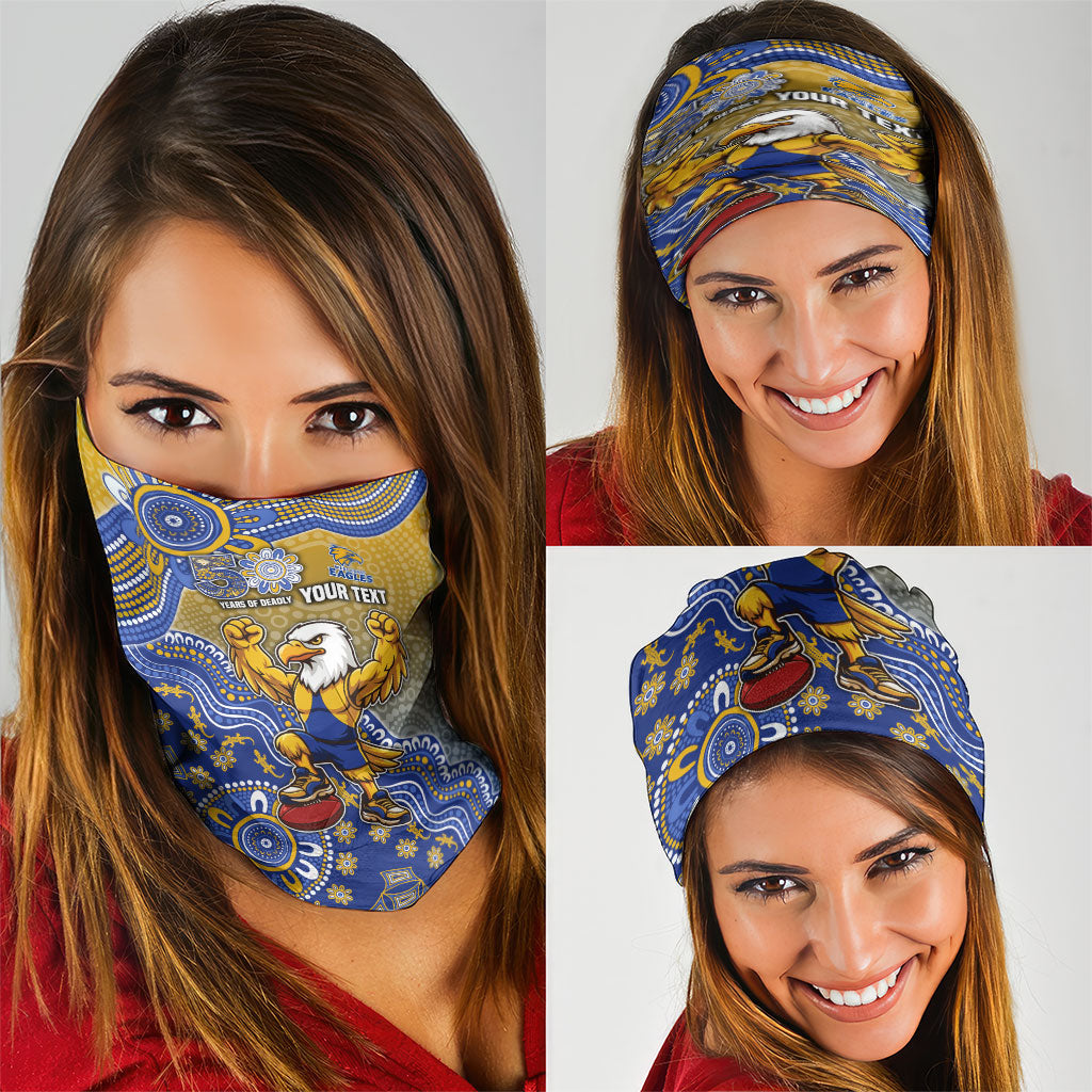 Personalized West Coast Eagles Football Mascot Neck Gaiter Aboriginal Dot Art Style Vibrant Indigenous Pattern Design