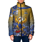 Personalized West Coast Eagles Football Mascot Padded Jacket Aboriginal Dot Art Style Vibrant Indigenous Pattern Design