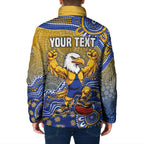 Personalized West Coast Eagles Football Mascot Padded Jacket Aboriginal Dot Art Style Vibrant Indigenous Pattern Design