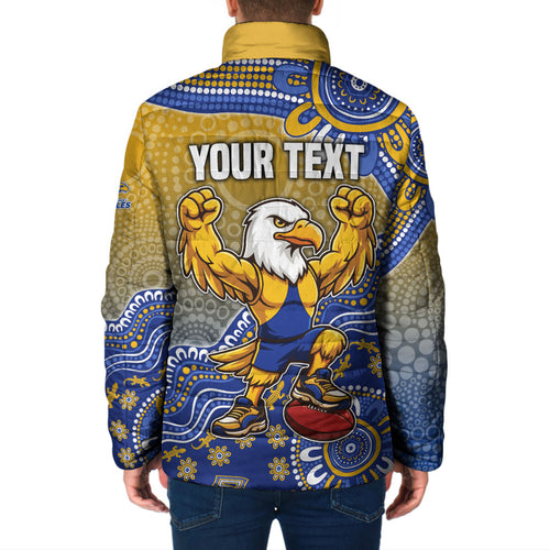 Personalized West Coast Eagles Football Mascot Padded Jacket Aboriginal Dot Art Style Vibrant Indigenous Pattern Design