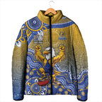 Personalized West Coast Eagles Football Mascot Padded Jacket Aboriginal Dot Art Style Vibrant Indigenous Pattern Design