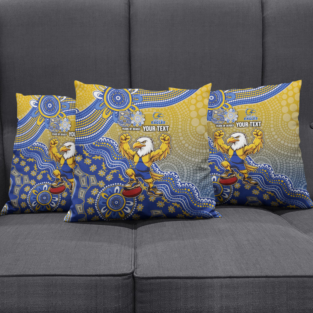 Personalized West Coast Eagles Football Mascot Pillow Cover Aboriginal Dot Art Style Vibrant Indigenous Pattern Design