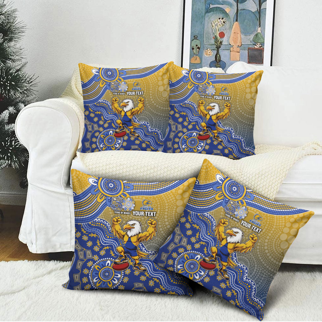 Personalized West Coast Eagles Football Mascot Pillow Cover Aboriginal Dot Art Style Vibrant Indigenous Pattern Design