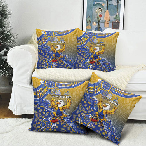 Personalized West Coast Eagles Football Mascot Pillow Cover Aboriginal Dot Art Style Vibrant Indigenous Pattern Design