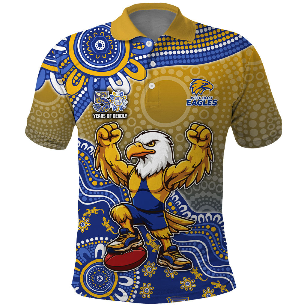 Personalized West Coast Eagles Football Mascot Polo Shirt Aboriginal Dot Art Style Vibrant Indigenous Pattern Design