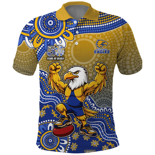 Personalized West Coast Eagles Football Mascot Polo Shirt Aboriginal Dot Art Style Vibrant Indigenous Pattern Design
