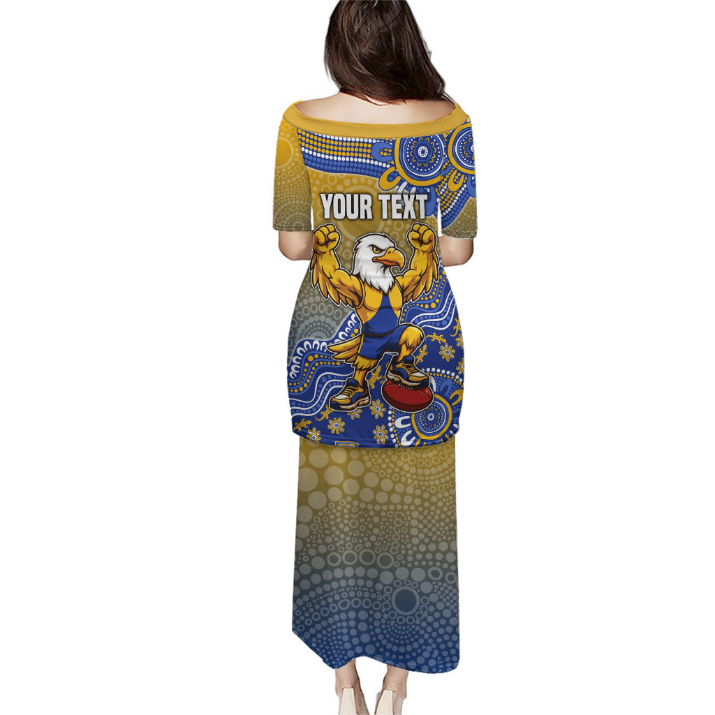 Personalized West Coast Eagles Football Mascot Puletasi Aboriginal Dot Art Style Vibrant Indigenous Pattern Design