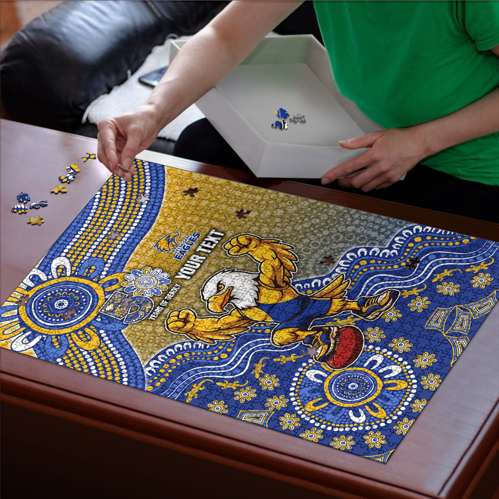 Personalized West Coast Eagles Football Mascot Puzzle Aboriginal Dot Art Style Vibrant Indigenous Pattern Design