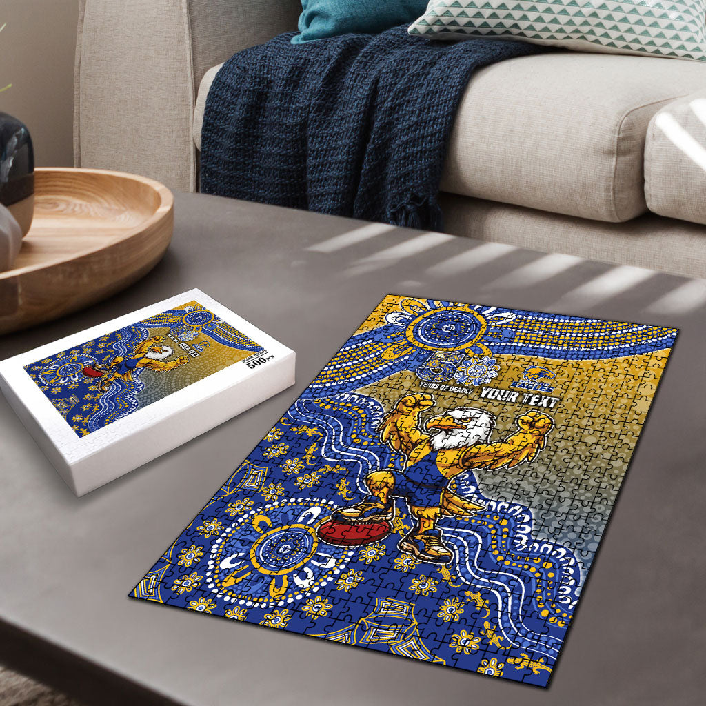Personalized West Coast Eagles Football Mascot Puzzle Aboriginal Dot Art Style Vibrant Indigenous Pattern Design