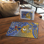 Personalized West Coast Eagles Football Mascot Puzzle Aboriginal Dot Art Style Vibrant Indigenous Pattern Design