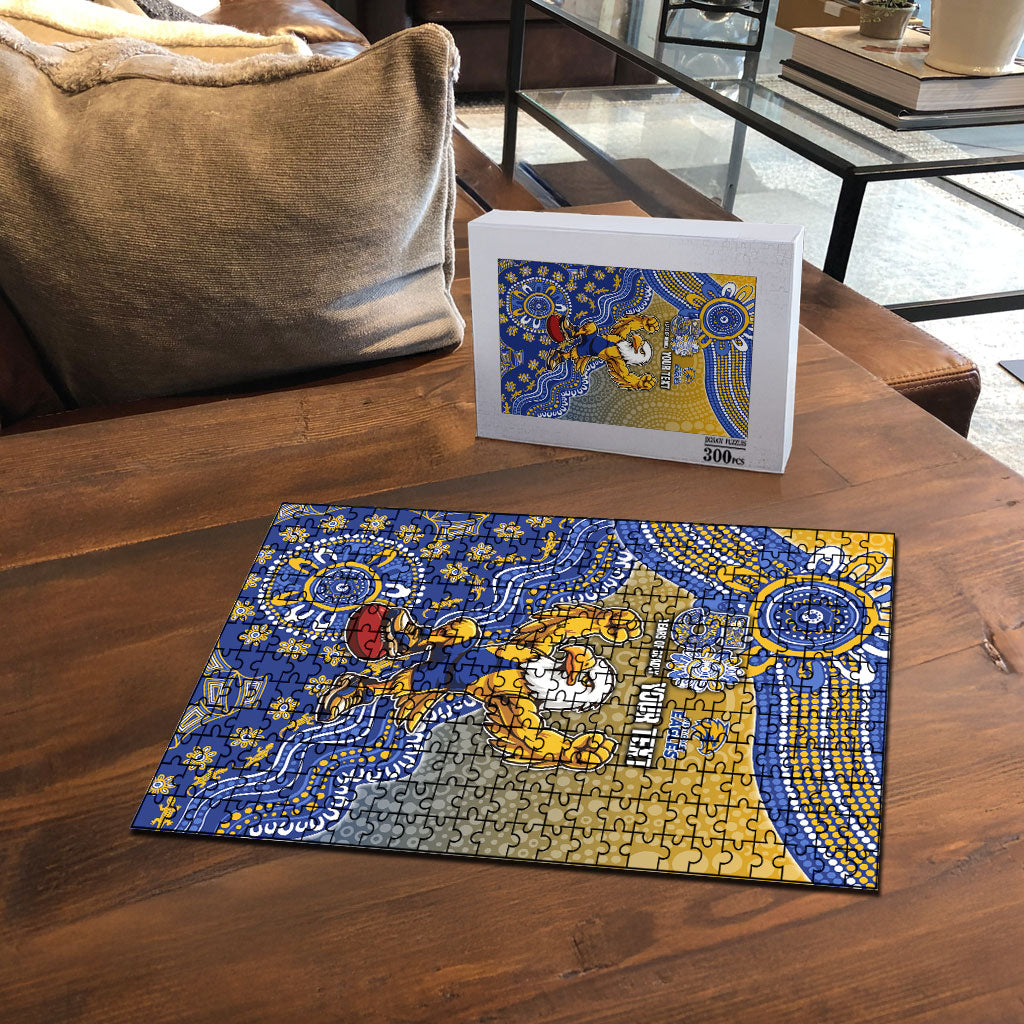 Personalized West Coast Eagles Football Mascot Puzzle Aboriginal Dot Art Style Vibrant Indigenous Pattern Design
