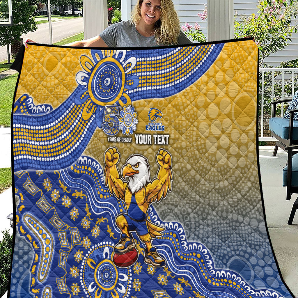 Personalized West Coast Eagles Football Mascot Quilt Aboriginal Dot Art Style Vibrant Indigenous Pattern Design