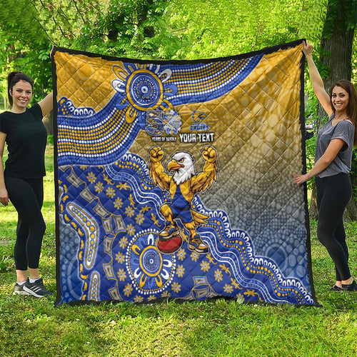 Personalized West Coast Eagles Football Mascot Quilt Aboriginal Dot Art Style Vibrant Indigenous Pattern Design