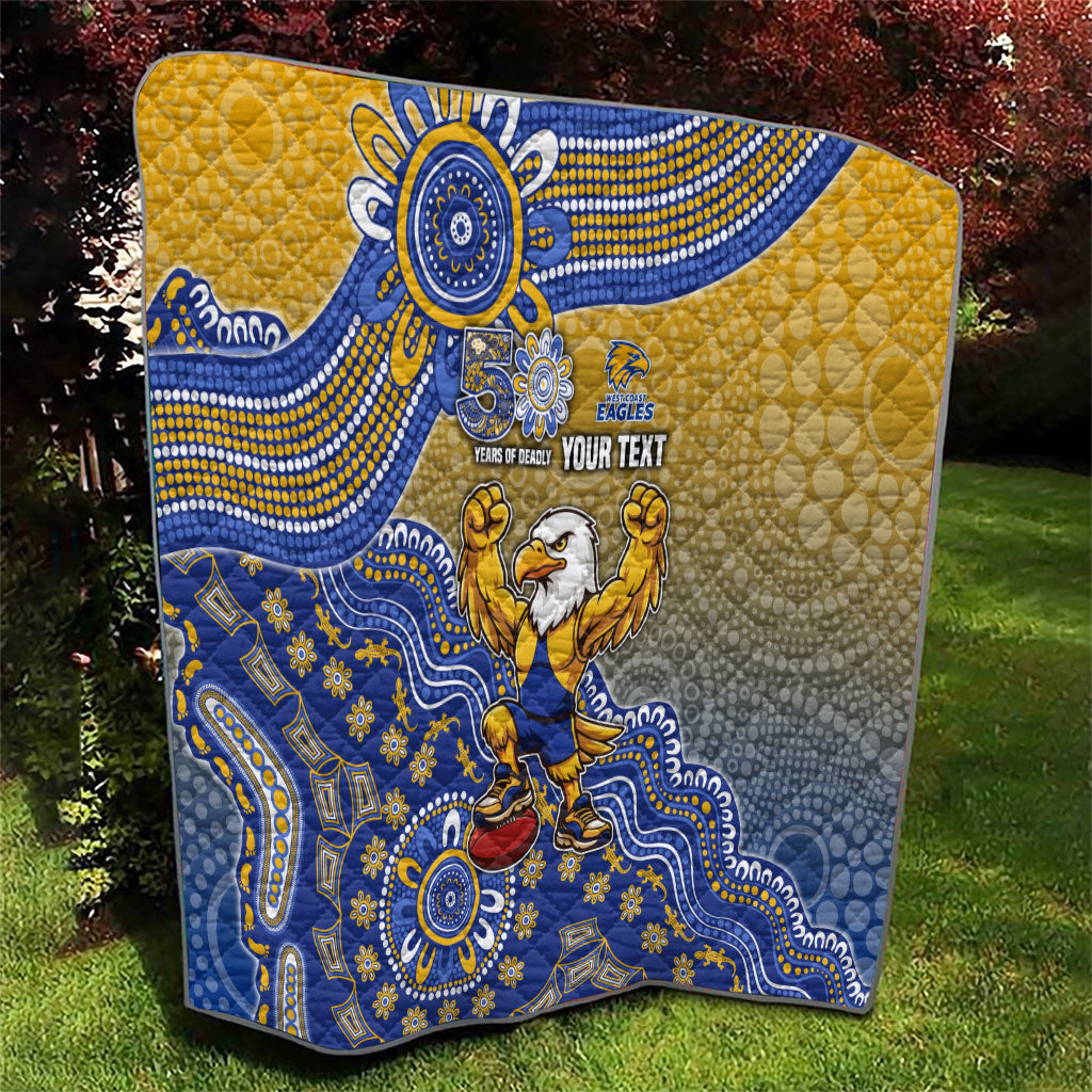 Personalized West Coast Eagles Football Mascot Quilt Aboriginal Dot Art Style Vibrant Indigenous Pattern Design