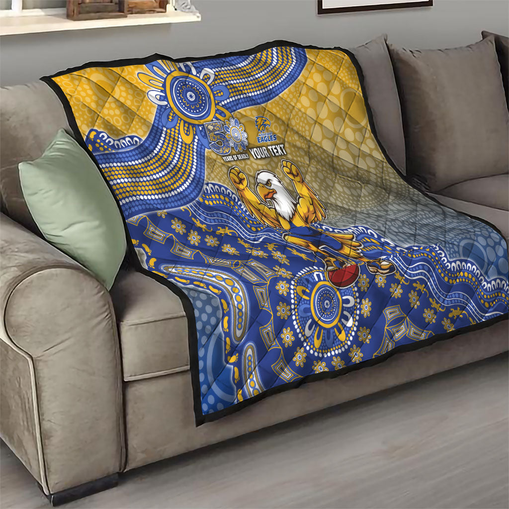 Personalized West Coast Eagles Football Mascot Quilt Aboriginal Dot Art Style Vibrant Indigenous Pattern Design