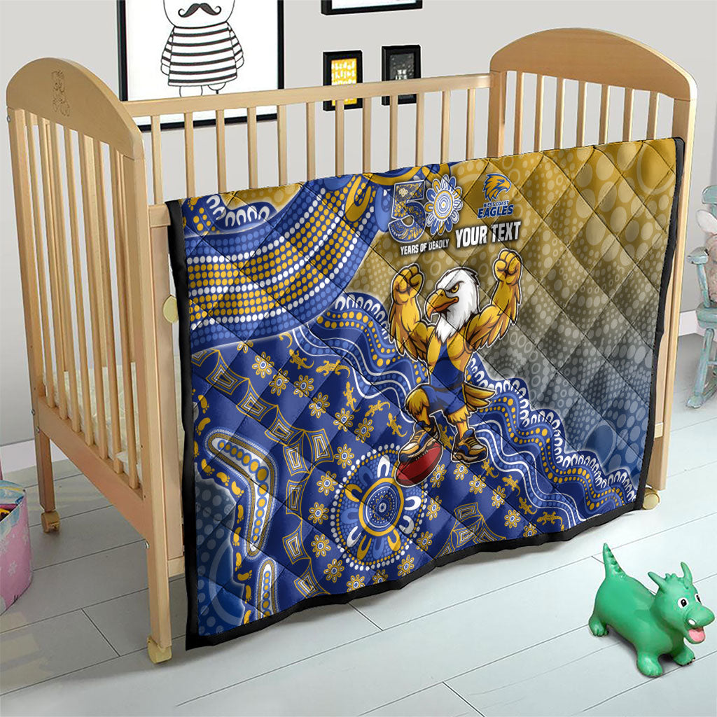Personalized West Coast Eagles Football Mascot Quilt Aboriginal Dot Art Style Vibrant Indigenous Pattern Design