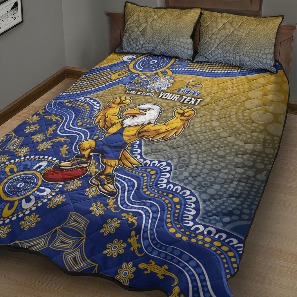 Personalized West Coast Eagles Football Mascot Quilt Bed Set Aboriginal Dot Art Style Vibrant Indigenous Pattern Design
