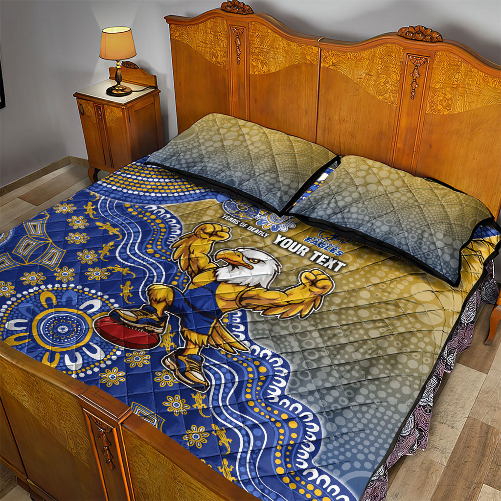 Personalized West Coast Eagles Football Mascot Quilt Bed Set Aboriginal Dot Art Style Vibrant Indigenous Pattern Design