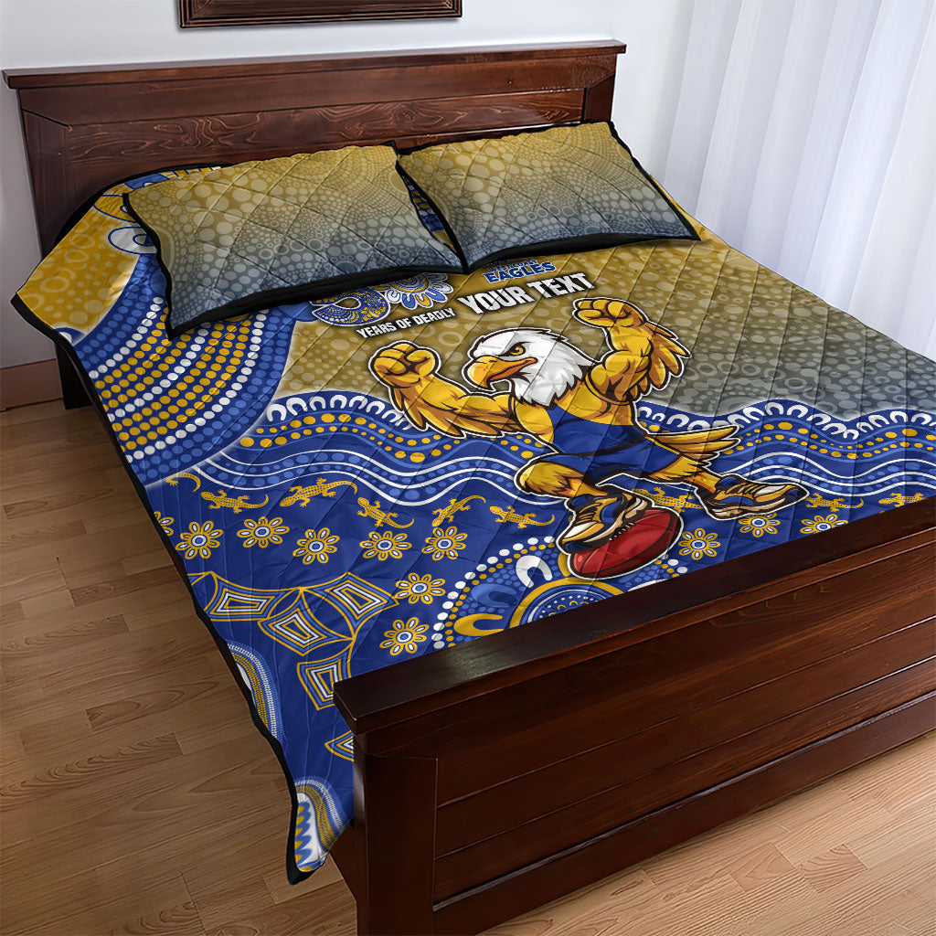 Personalized West Coast Eagles Football Mascot Quilt Bed Set Aboriginal Dot Art Style Vibrant Indigenous Pattern Design