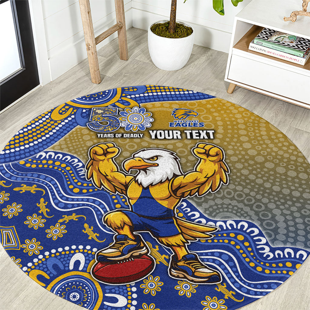 Personalized West Coast Eagles Football Mascot Round Carpet Aboriginal Dot Art Style Vibrant Indigenous Pattern Design