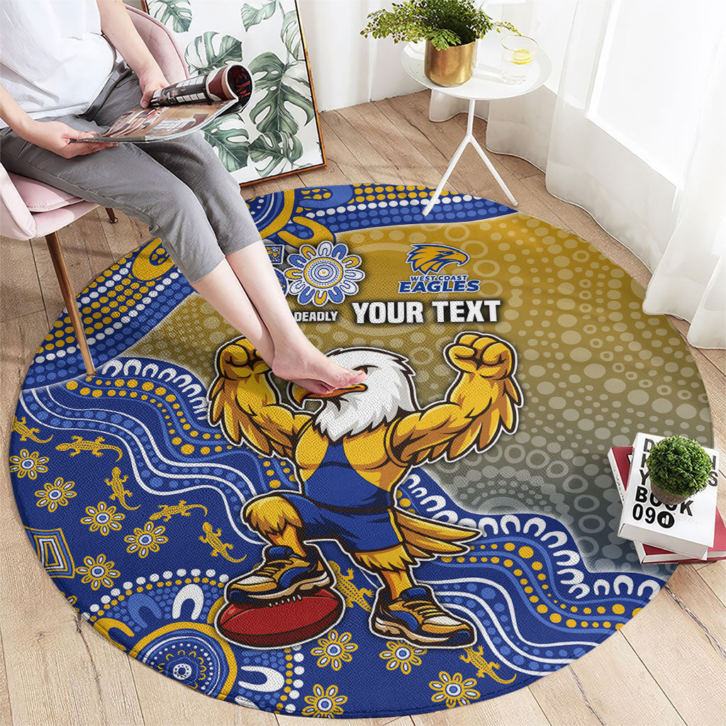 Personalized West Coast Eagles Football Mascot Round Carpet Aboriginal Dot Art Style Vibrant Indigenous Pattern Design
