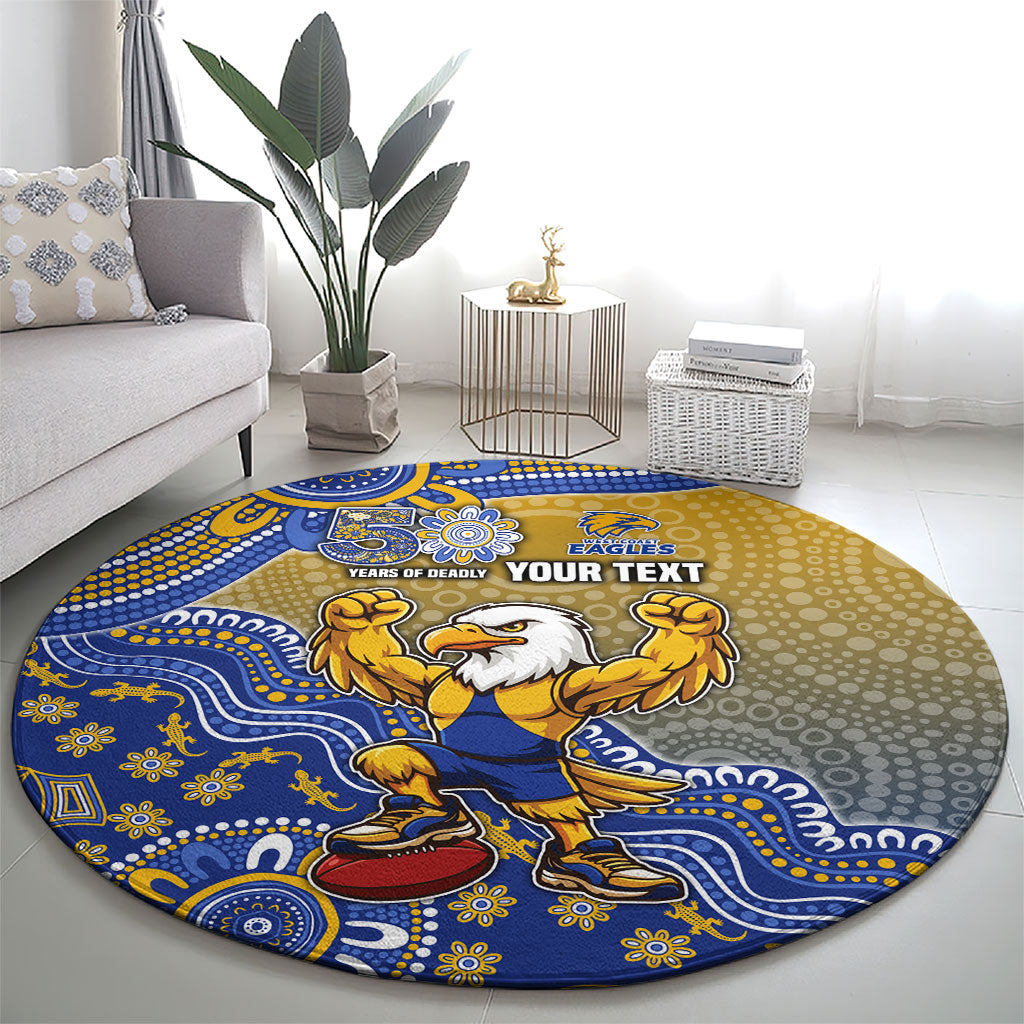Personalized West Coast Eagles Football Mascot Round Carpet Aboriginal Dot Art Style Vibrant Indigenous Pattern Design