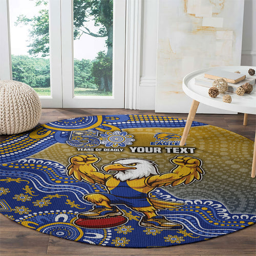 Personalized West Coast Eagles Football Mascot Round Carpet Aboriginal Dot Art Style Vibrant Indigenous Pattern Design