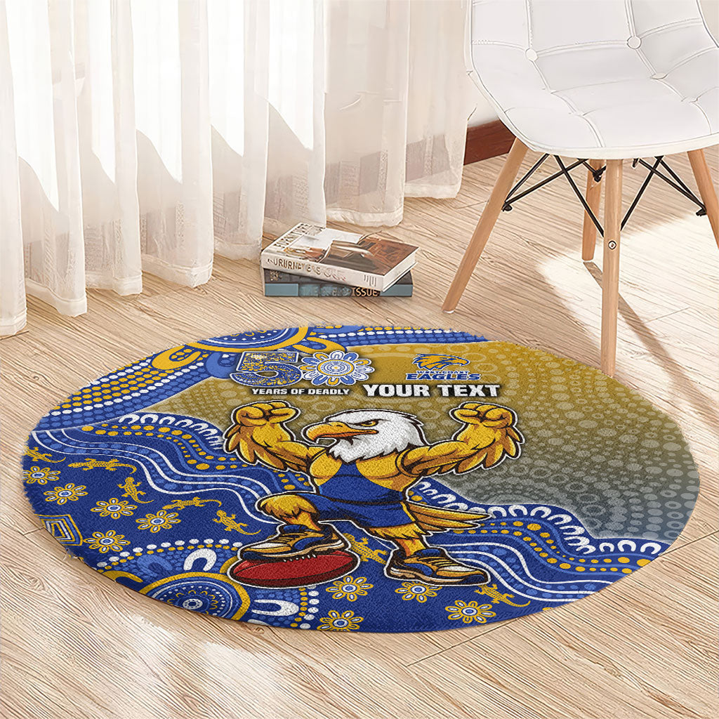 Personalized West Coast Eagles Football Mascot Round Carpet Aboriginal Dot Art Style Vibrant Indigenous Pattern Design
