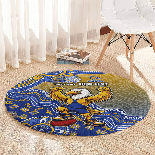 Personalized West Coast Eagles Football Mascot Round Carpet Aboriginal Dot Art Style Vibrant Indigenous Pattern Design