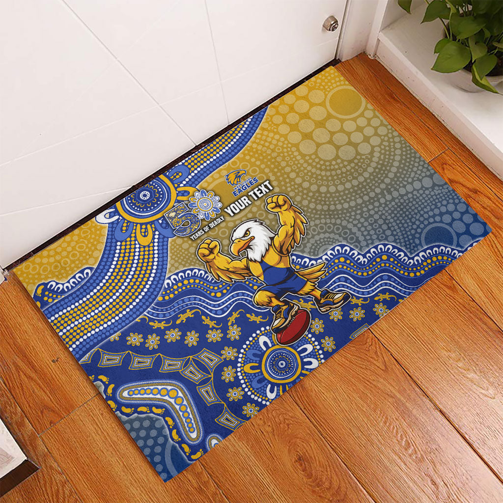 Personalized West Coast Eagles Football Mascot Rubber Doormat Aboriginal Dot Art Style Vibrant Indigenous Pattern Design