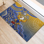 Personalized West Coast Eagles Football Mascot Rubber Doormat Aboriginal Dot Art Style Vibrant Indigenous Pattern Design