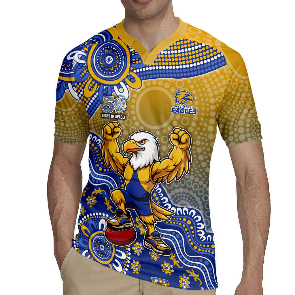 Personalized West Coast Eagles Football Mascot Rugby Jersey Aboriginal Dot Art Style Vibrant Indigenous Pattern Design