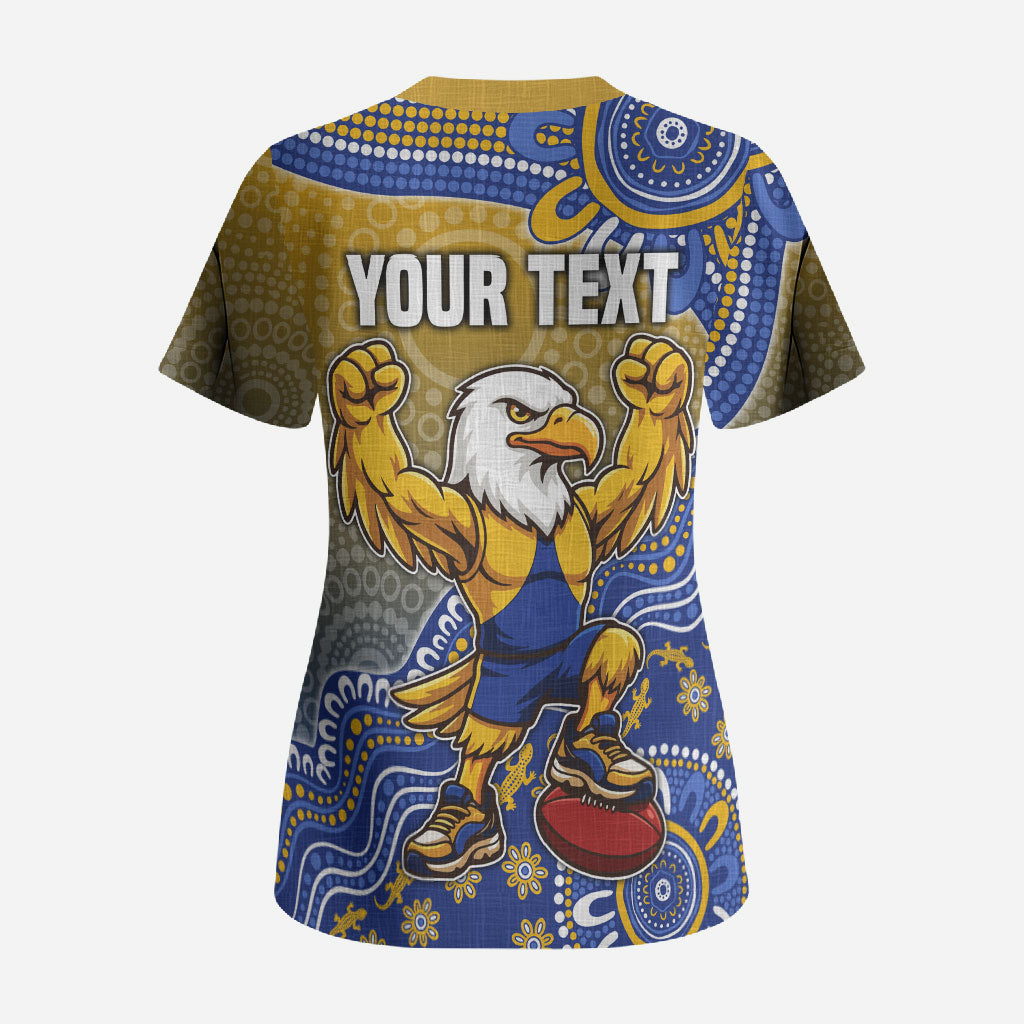 Personalized West Coast Eagles Football Mascot Scrub Top Aboriginal Dot Art Style Vibrant Indigenous Pattern Design