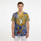 Personalized West Coast Eagles Football Mascot Scrub Top Aboriginal Dot Art Style Vibrant Indigenous Pattern Design