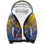 Personalized West Coast Eagles Football Mascot Sherpa Hoodie Aboriginal Dot Art Style Vibrant Indigenous Pattern Design