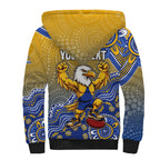 Personalized West Coast Eagles Football Mascot Sherpa Hoodie Aboriginal Dot Art Style Vibrant Indigenous Pattern Design
