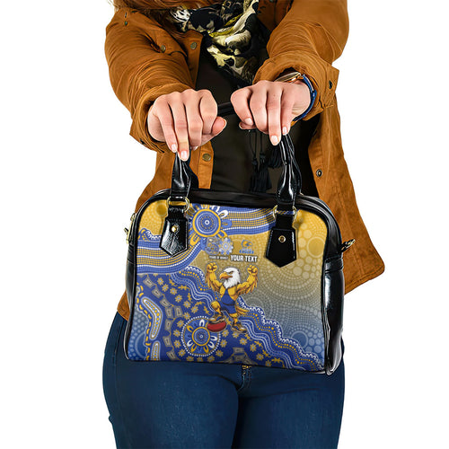 Personalized West Coast Eagles Football Mascot Shoulder Handbag Aboriginal Dot Art Style Vibrant Indigenous Pattern Design