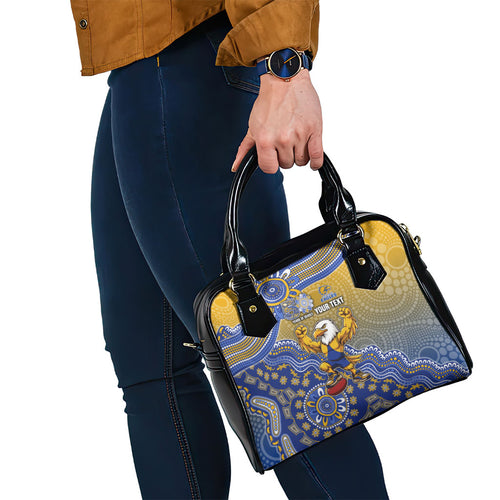 Personalized West Coast Eagles Football Mascot Shoulder Handbag Aboriginal Dot Art Style Vibrant Indigenous Pattern Design